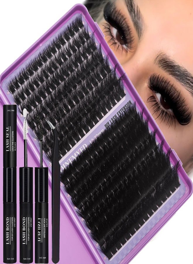 FOINEMYED Lash Clusters Kit 100D+200D Thick Volume Eyelash Clusters Kit 12-22mm Long Cluster Lashes Eyelash Extensions Kit Individual Clusters Lashes Kit DIY at Home D Curly Lash Extension by FOINEMYED - Image 1